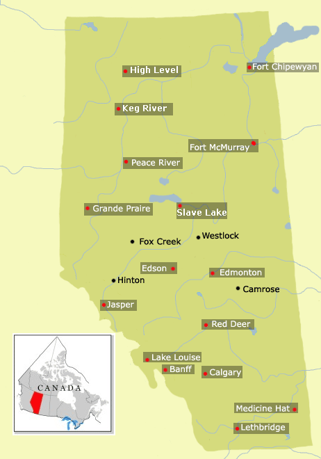 Karte Alberta