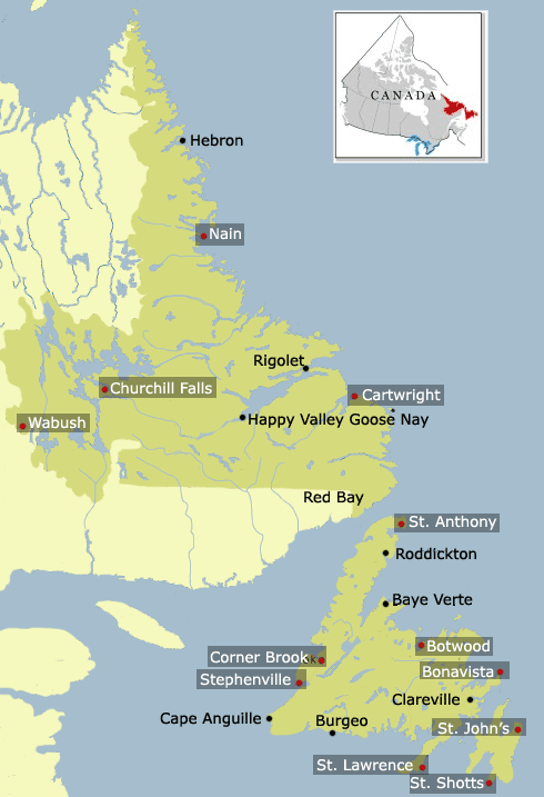 Map Newfoundland and Labrador