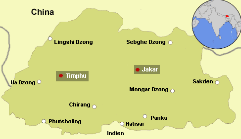 Map Karte Bhutan
