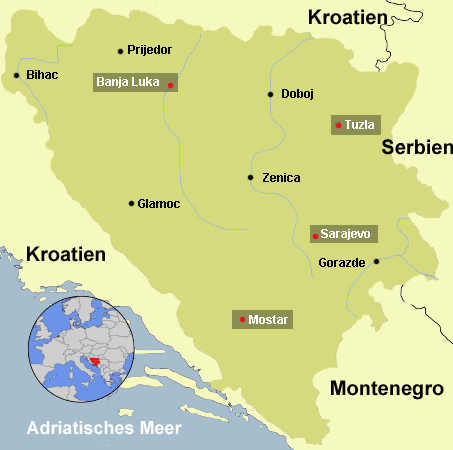 Map Bosnien Herzegowina