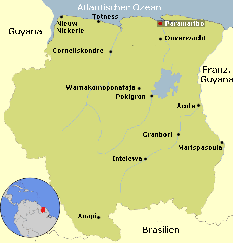 Map Surinam